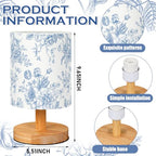 VIHOSE Blue Floral Kids Table Lamp for Bedroom Kids Bedside Lamp with Linen Wooden Nightstand Cartoon Nursery Lampshade for Girls Boys Living Room - style: Blue Floral
