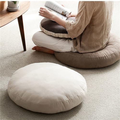 MOJUN Round Throw Pillow, 15.7" Soft Solid Color Round Sofa Lumbar Pillow Floor Pillow Home Decorative Pillow Cushion for Couch Car Living Room Bedroom, Brown - color: Brown