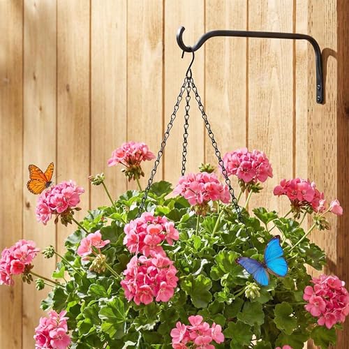Lifyzoon 12 Inch Plant Hanger Brackets, 2 Pack Metal Hanging Wall Hooks | Heavy Duty Steel, Rustproof Outdoor, Large Basket Hook, For Bird Feeders, Hanging Wind Chimes, Fence Wall, Garden Decor - size: 12Inch-2Pack