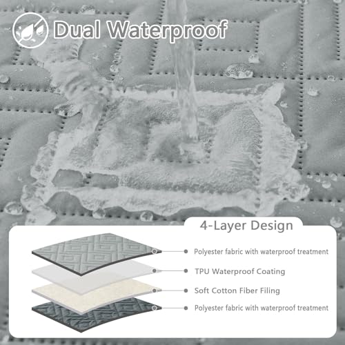 hyha Waterproof Dog Blanket, Soft Pet Bed Blankets, Waterproof Sofa Couch Cover for Dogs Washable, Reversible Pet Couch Covers for Sofa Furniture (68x82 Inch, Grey/Dark Grey) - color: Grey+dark Grey, size: 68x82 Inch