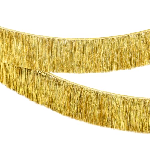 KatchOn, Pack of 2 Gold Fringe Garland - Gold Tinsel Banner for Birthday Party Decorations, Bridal Shower | Golden Foil Curtains for Golden Party Decor, Wedding, Graduation Decorations 2026 - color: Gold