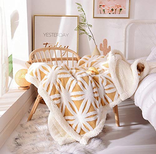 UKELER Yellow Sherpa Fleece Blanket Ultra Plush Lightweight Throw Blankets Cozy Soft Luxury Blanket for Couch Bed 60'' x 50'' - color: C-yellow, size: 50''x60''