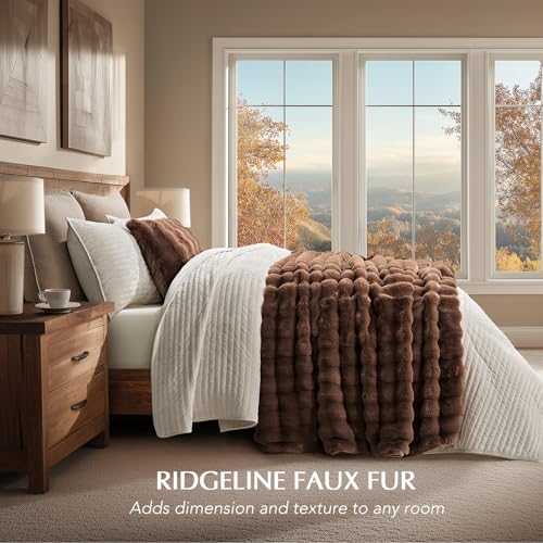 EverGrace Ultra Soft Luxury Fluffy Faux Rabbit Fur Throw Blanket, Thick Warm Bubble Throw for Bed, Cozy Plush Reversible Blankets for Couch, Chair, Sofa, Chestnut, 60x80 Inches - color: Chestnut, size: 60"x80"