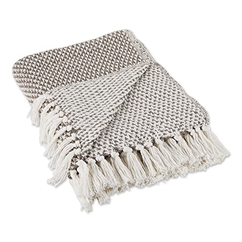 DII Woven Throw Collection 100% Cotton, Basketweave, 50x60, Brown - color: Brown, size: 50x60"