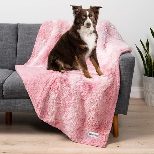 PetAmi Waterproof Dog Blanket for Couch, Bed & Furniture,Reversible Sherpa & Faux Fur Pet Blanket, Leakproof Blanket for Dog Cat, Soft Washable Couch Protector Calming Throw (40x60, Tie-Dye Pink) - color: Tie-dye Pink, size: Large (40x60)