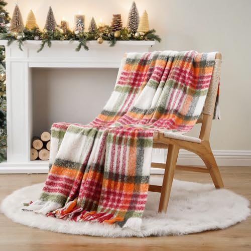 Battilo Christmas Plaid Throw Blanket, Soft Tartan, 50 x 60 in, Red Green - color: Red Green