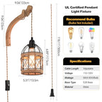 Plug in Wall Sconce,Farmhouse Wicker Wall Lamp Plug in,Hand Woven Rattan Wall Light Farmhouse Rustic Boho Sconces Wall Lighting for Living Room Bedroom - color: Birdcage, size: 1 PACK