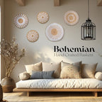 Crafts Central Boho Wall Basket Decor with Included Wall Hooks – Rattan Hand Crafted Wall Art - Bohemian Rustic Home Décor for Kitchen, Living Room, and Bedroom - Set of 5 Woven Baskets