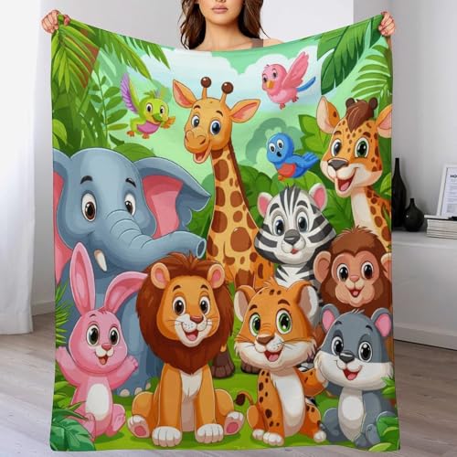 Kids Animal Blanket,Cartoon Colorful Forest Lion Tiger Giraffe Elephant Animal Print Blanket for Couch Sofa Bed Decorative Gifts 30x40 - color: Blanket-10, size: 30"x40"