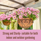 LaLaGreen Hanging Baskets for Plant Outdoor (18 Inch, 2 Pack) Large Black Metal Wire Hanging Planter with Coco Liner Round Flower Pot Hook Holder Hanger Deck Porch Modern Garden Balcony Country Decor - size: 18" x 2 Pack