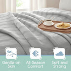 Vellux 100% Cotton Blanket, Twin, 66x90, Grey | Soft, Breathable Knit, Lightweight, All Season, Machine Washable, Oeko-Tex Certified, Hotel Quality - color: Grey, size: Twin