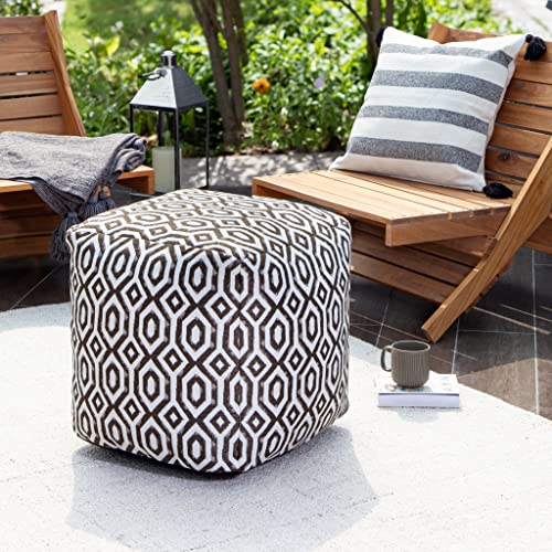 Anji Mountain 100% Handmade & Handcrafted Comfortable Home Décor Outdoor Pouf Ottoman Footrest for Living Room, Bedroom, Nursery, Kidsroom, Patio Furniture - (18" x 18" x 18"- Brown-Ivory) - color: Zuma