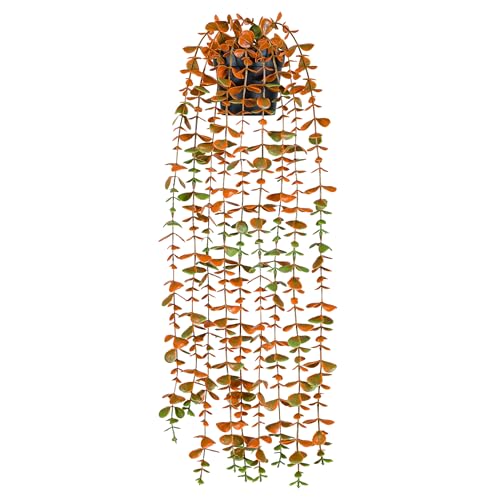 Der Rose 1Pcs Fake Fall Plants Hanging Orange Artificial Potted Faux Eucalyptus Plant Decorations for Fall Thanksgiving Bathroom Table Centerpiece Wall Kitchen Room Decor Indoor and Outdoor - color: Orange