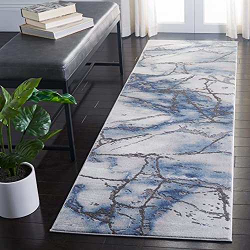 SAFAVIEH Craft Collection 2'3" x 8' Grey/Blue CFT877L Modern Abstract Non-Shedding Living Room Entryway Foyer Hallway Bedroom Runner Rug - color: Grey/Blue, size: 2'3" x 8' (Runner)