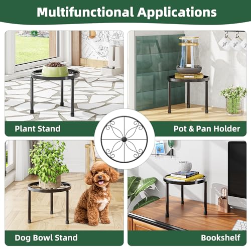 Simple Trending Metal Plant Stand Indoor Outdoor, Heavy Duty Flower Pots Stand, Anti-Rust Iron Plant Pot Shelf Holder for Multiple Plant (5 Pack Black)