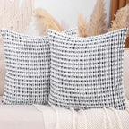 LUOYEHK Boho Throw Pillow Covers 22x22 Inch Set of 2 Chenille Tufted Pillowcase Farmhouse Neutral Cushion Covers for Couch Sofa Bed Living Room, Black Gray - color: Black Gray, size: 22" x 22" (Pack of 2)