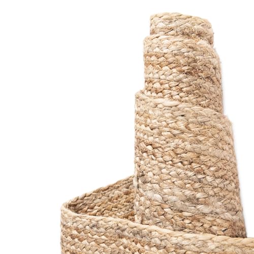 Rugs.com - Braided Jute Rug – 5 Ft Square Natural Hand Braided Rug – Eco-Friendly Texture for Living Rooms, Kitchens, and Entryways - size: 5' x 5' (Square)