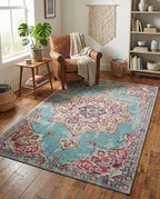 Rugs.com Fleur Collection Rug – 5' x 8' Light Blue Medium-Pile Rug Perfect for Bedrooms, Dining Rooms, Living Rooms - color: Light Blue 11, size: 5' x 8' (Rectangular)