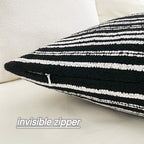 Slow Cow Boho Chenille Textured Woven Stripe Throw Pillow Covers 18 x18 Cushion Cover Black Pillow Cover Pillowcase - color: Black, size: 18" x 18" (Pack of 1)