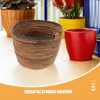 Woven Rattan Planter Basket Large Boho Rustic Floor Flower Pot Decorative Plant Container for Indoor Home Storage and Garden Organizer