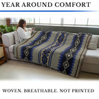 Pure Country Weavers Lapis Chevron - Western Tapestry Throw Blanket Woven from Cotton - Made in The USA (72x54) - color: Lapis Chevron