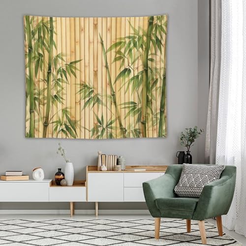 HZOHNAGO Bamboo Tapestry Chinese Style Green Leaves Printed Wall Tapestry Painting Wall Hanging for Bedroom Living Room Dorm 60" W x 50" H - color: Bamboo-6, size: 60"L x 50"W