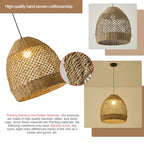 Rattan Pendant Light 13.77" Rustic Hand-Woven Wicker Hanging Light 1-Light Water Plants Rattan Chandelier for Dining Living Bedroom Kitchen Farmhouse - color: Natural Oval Rattan, size: 13.77" 1-Light