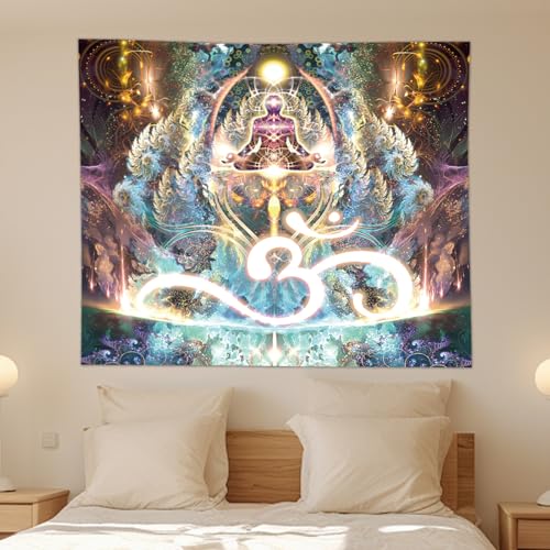 Nebula Starry Sky Tapestry Large Wall Hanging for Bedroom Living Room Space Decor Art for Home - color: Meditation, size: 59.1"L x 51.2"W