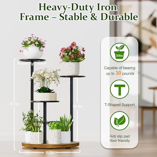 Metal Black Plant Stand Indoor Outdoor,3 Tier Tall Flower Pot Holder Potted Display Rack Shelf, Heavy Duty Plant Shelf for Patio Garden Balcony Living Room Bedroom - BlackS - color: BlackS, size: 3-tiers