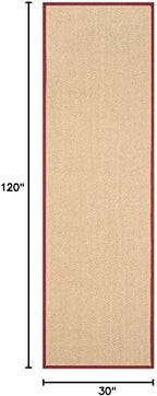 SAFAVIEH Natural Fiber Collection Runner Rug - 2'6" x 10', Maize & Burgundy, Sisal, Woven Design with Border (NF141D)