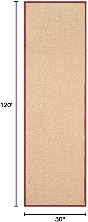 SAFAVIEH Natural Fiber Collection Runner Rug - 2'6" x 10', Maize & Burgundy, Sisal, Woven Design with Border (NF141D)