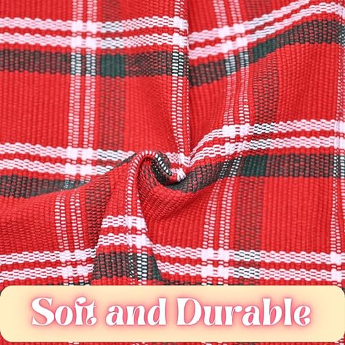 Ckorzen Red Green and White Plaid Rug, 28" x 43" Christmas Front Porch Outdoor Rug, Handwoven Cotton Washable Rug for Layered Door Mats, Holiday Entryway and Home Décor - color: Red-green & White, size: 2'4" x 3'7" (Rectangular)