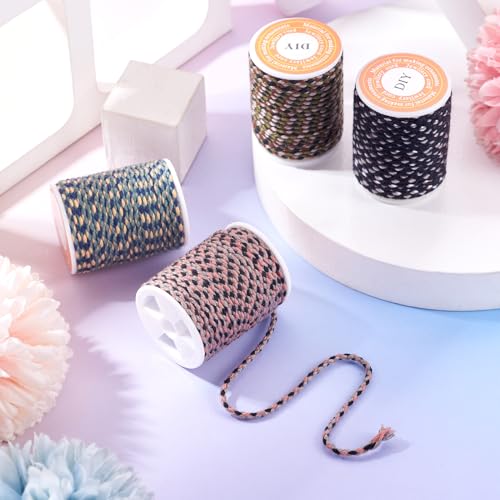 17.2 Yards 1.5mm Twine Braided Cord 4-Ply Macrame Polycotton Cord Jewelry Beading Thread for Friendship Bracelet DIY Craft String Knitting Macrame Rope Wall Hangers Decoration - color: Mixed Color 5, size: 1.5mm