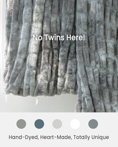Faux Rabbit Fur Throw Blanket, Ultra Soft Plush Cozy Blanket for Couch Bed, Thick Fluffy Ruched Tie-Dye Decorative Blanket, Giftable,60"x80",Tie-Dye Gray - color: Tie-dye Gray, size: Twin(60"x80")