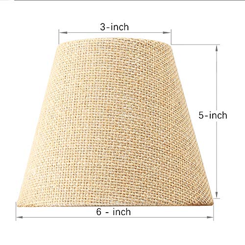 Small Lamp Shade Set of 6 Chandelier Shades 3" X 6" X 5" Burlap Lampshade Clip On Bulb Farmhouse Chandelier Shade - color: Natural