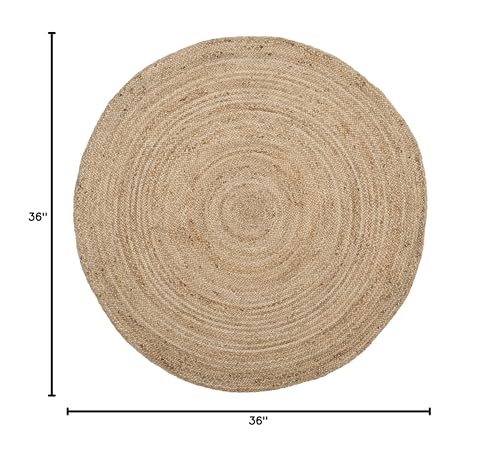 SAFAVIEH Area Rug 3' Round - Natural Fiber Collection - Natural Brown, Handmade Jute, Braided Border Design (NF801N) - color: Natural, size: 3' (Round)