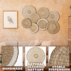 Xuhal 8 Pcs Boho Wall Basket Decor Decorative Bulrush Woven Basket Wall Decor Rustic Farmhouse Hanging Baskets for Kitchen Rustic Home Summer Decorations - style: Novel
