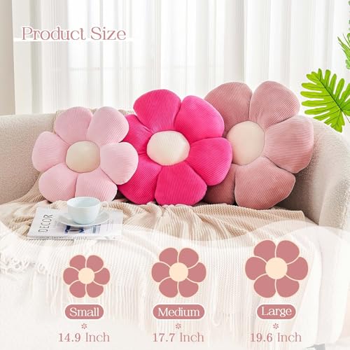 Kcvvcr Pink Flower Pillow, 19.6" Cute Flower Shaped Floor Pillow, Aesthetic Floral Plush Daisy Decorative Throw Pillows for Bed Sofa Couch - color: Al-light Pink, size: 19.6 Inch