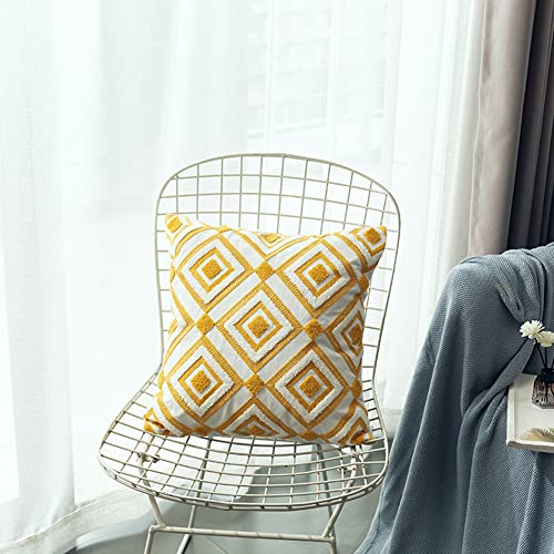 Boho Decorative Throw Pillow Cover Geometric Tufted Cotton Pillowcase Super Soft Pillow Sham Cushion Case for Sofa Couch Bedroom Living Room (Type C,18"x18") - color: Type C