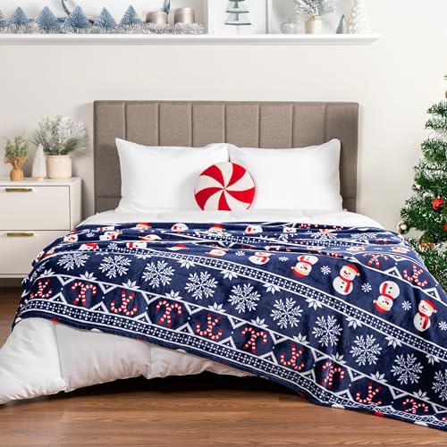 PAVILIA Christmas Snowman Throw Blanket | Blue Holiday Christmas Fleece Blanket | Soft, Plush, Warm Winter Cabin Throw, 50x60 (Blue Christmas) - color: Blue Christmas, size: 50 x 60 Inches - Throw