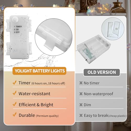 YOLIGHT Fiber Optic Flower String Lights Battery Operated with Timer, 6.5ft 10 LED Flower Garland Lights Fairy Lights for Room Table Wedding Christmas Easter Décor (Warm White) - color: Warm White, size: 6.5ft