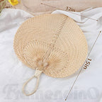 Framendino, 2 Pack Natural Bamboo Hand Riffia Fans Handmade Weaving for Summer Home Wedding Wall Decor - size: 15"L x 12"W (2 Pack)