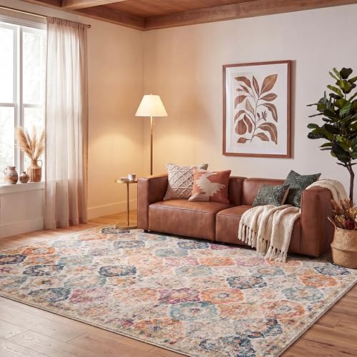 SAFAVIEH Madison Collection Accent Rug - 3' x 5', Cream & Multi, Boho Chic Distressed Design, Non-Shedding & Easy Care, Ideal for High Traffic Areas in Entryway, Living Room, Bedroom (MAD611B) - color: Cream/Multi, size: 3' x 5' (Rectangular)