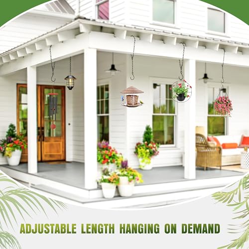 XDW-GIFTS 4-Pack 25.5 Inch Hanging Chain with Hooks for Hanging Bird Feeders, Birdbaths, Planters, Lanterns, Wind Chimes, Baskets, Billboards, Decorative Ornaments, Outdoor Indoor Use (Black)