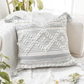 BlissBlush Gray Cream White Boho Throw Pillow Cover 20X20, Boho Woven Textured Pillow Cover, Neutral Pillow Cover, Sofa Couch Bed Farmhouse Lumbar Pillow (Cover ONLY) - color: Gray, size: 20" x 20" (Pack of 1)