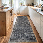 Bloom Rugs Washable Non-Slip 12 ft Runner - Black/Brown Traditional Runner for Entryway, Hallway, Bathroom, and Kitchen - Exact Size: 2.5' x 12' - color: Black / Brown, size: 2'6" x 12' (Runner)