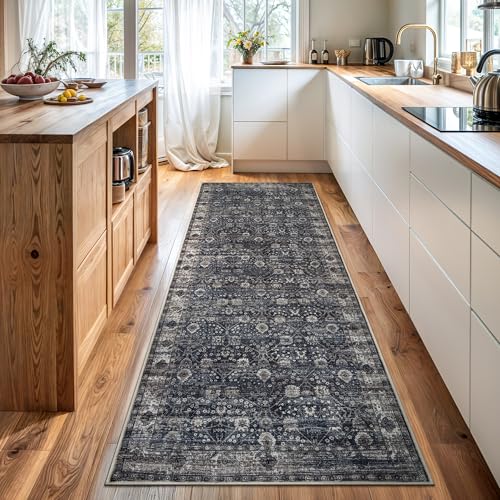Bloom Rugs Washable Non-Slip 12 ft Runner - Black/Brown Traditional Runner for Entryway, Hallway, Bathroom, and Kitchen - Exact Size: 2.5' x 12' - color: Black / Brown, size: 2'6" x 12' (Runner)