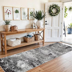 2x8 Washable Hallway Runner Rug – Non-Slip Modern Abstract Neutral Low-Pile Stain-Resistant Carpet Runner for Kitchen Entryway Bedroom Bathroom (Black Grey,2x8) - color: Black Grey, size: 2' x 8' (Rectangular)
