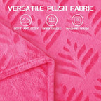 Exclusivo Mezcla Twin Size Fleece Blanket for Bed, Super Soft and Cozy Blankets All Season Use, Leaves Pattern, Plush Fuzzy Lightweight, Hot Pink, 60x80 Inch - color: Hot Pink, size: Twin(60"x80")