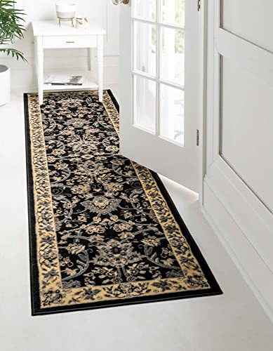 Unique Loom Sialk Hill Collection Area Rug - Washington (2' 2" x 8' 2" Runner Black/Gray) - color: Black/Gray, size: 2'2" x 8'2" (Runner)